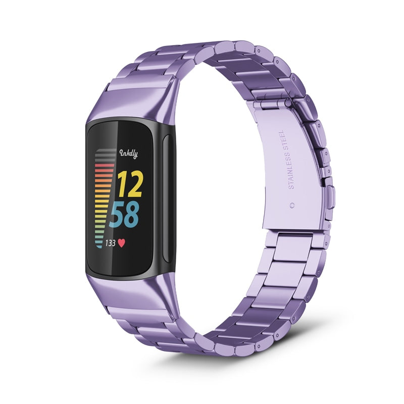 Boss Fitbit Charge 5 Band Replacement Stainless Link Light Purple  