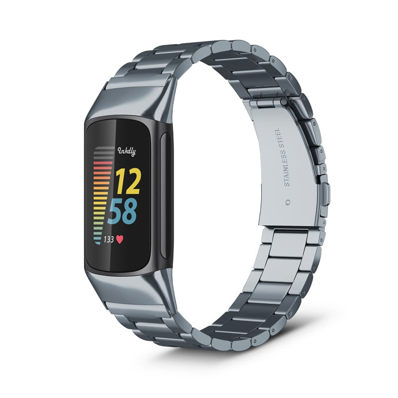 Boss Fitbit Charge 5 Band Replacement Stainless Link Space Grey  