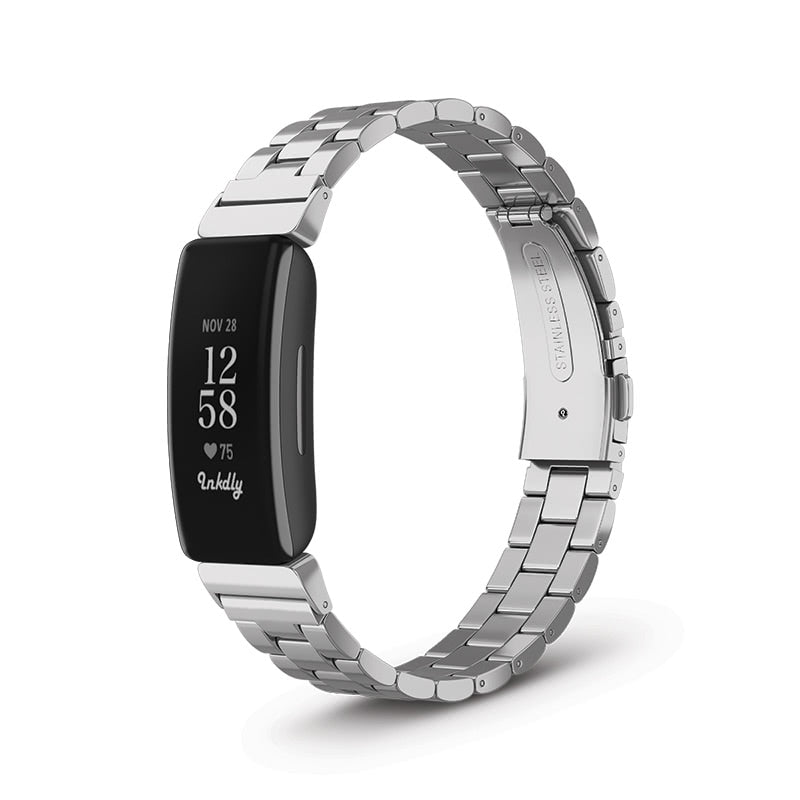 Boss Fitbit Inspire 2 Band Replacement Stainless Link Silver Steel