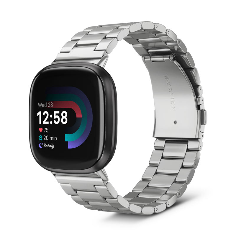 Boss Fitbit Versa 4 & Sense 2 Band Replacement Stainless Link Silver Steel