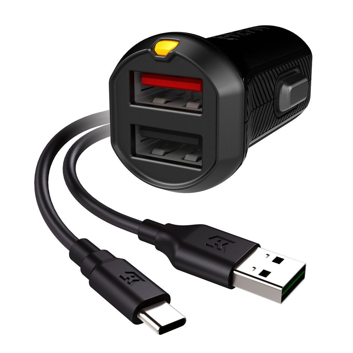 EFM CAR CHARGER 3.4A DUAL USB RAPID WITH TYPE C CABLE - BLACK