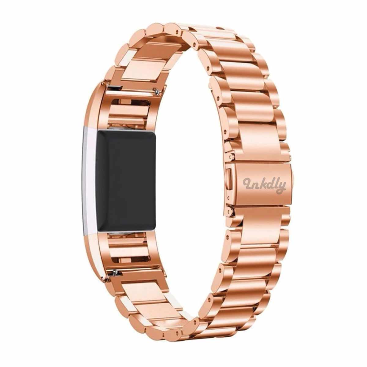 Boss Fitbit Charge 2 Replacement Band Stainless Link Traditional Rose Gold