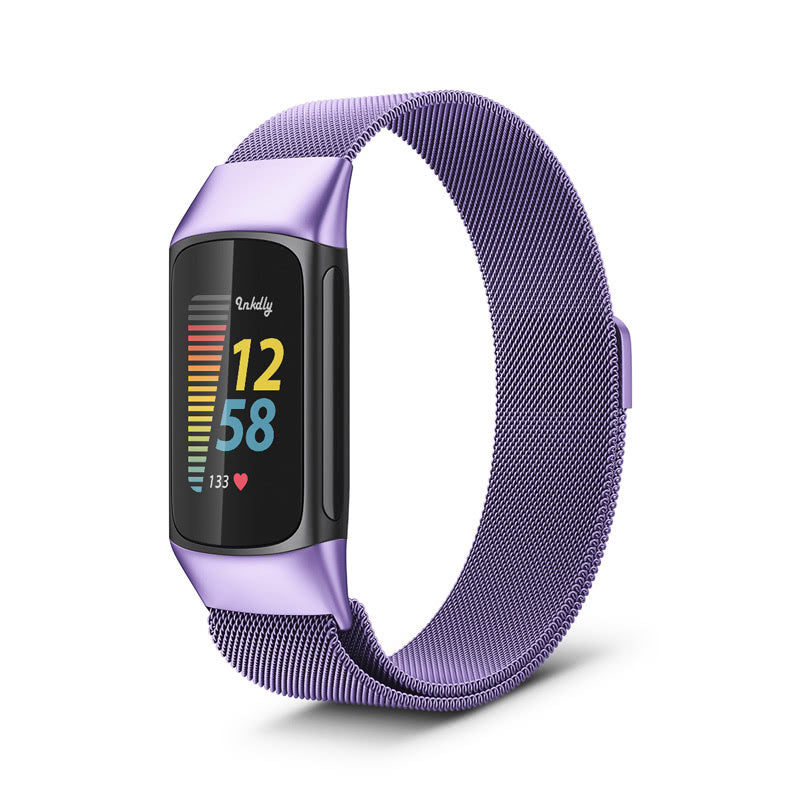 Milanese Fitbit Charge 5 Band Replacement Magnetic Lock Light Purple  