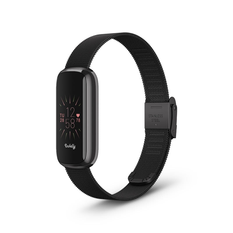 Milanese Fitbit Luxe Band with Quick Release Black Night