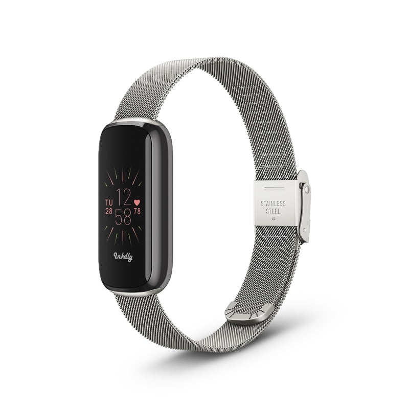 Milanese Fitbit Luxe Band with Quick Release Silver Steel