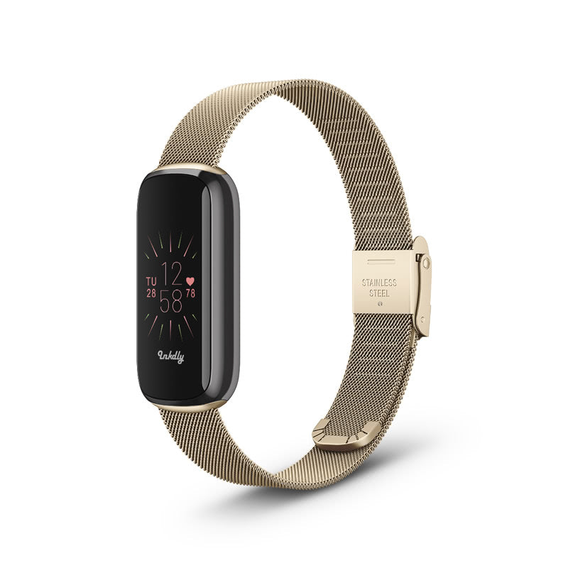 Milanese Fitbit Luxe Band with Quick Release Soft Gold