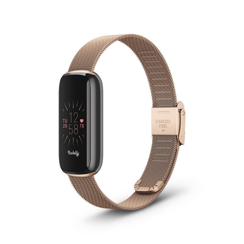 Milanese Fitbit Luxe Band with Quick Release Traditional Rose Gold