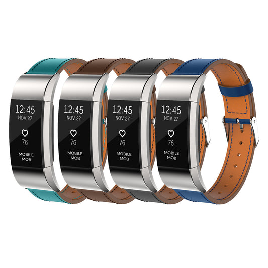 Leather Fitbit Charge 2 Band Replacement Strap with Stainless Buckle