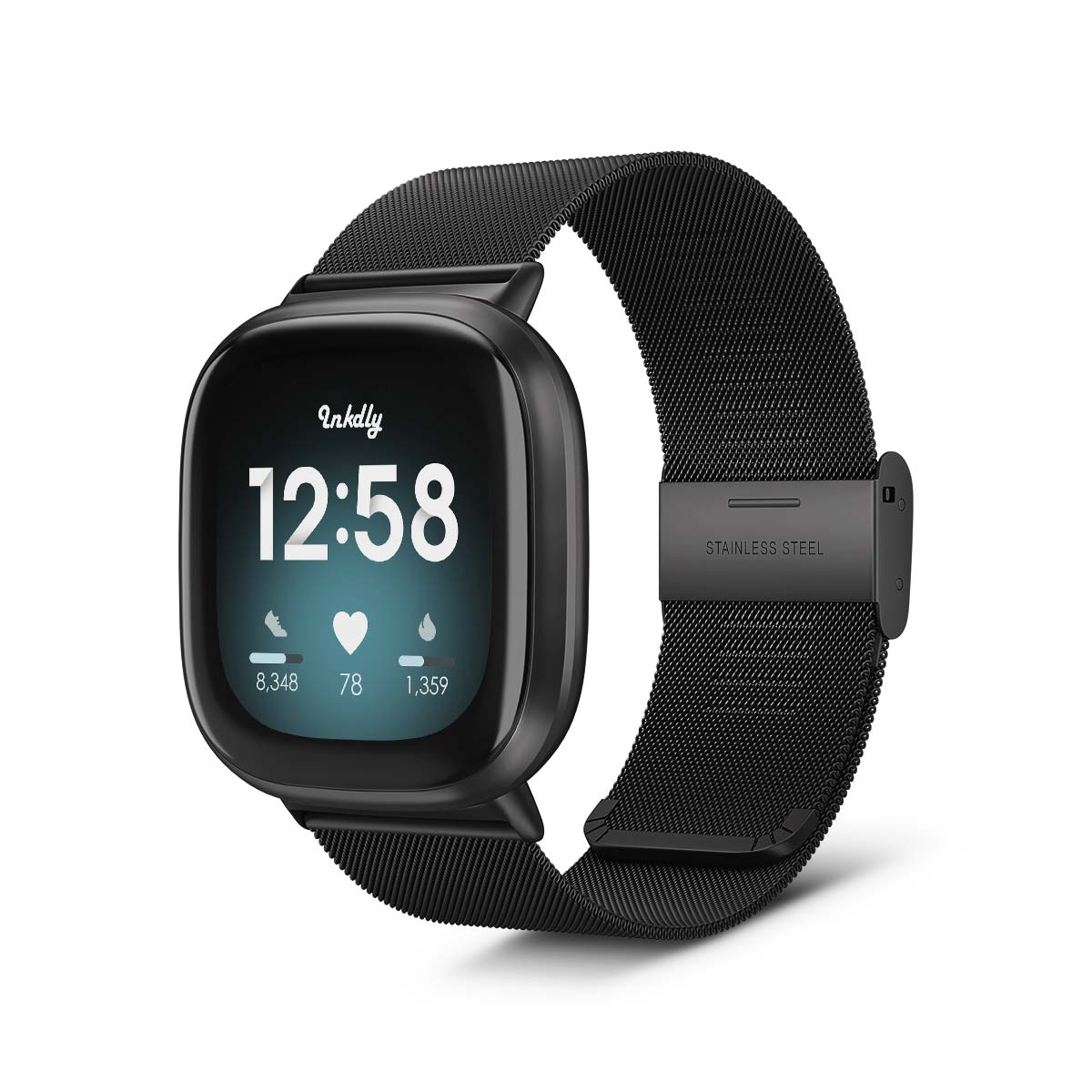 Milanese Fitbit Versa 3 & Sense Band Replacement Quick Release Black Night  