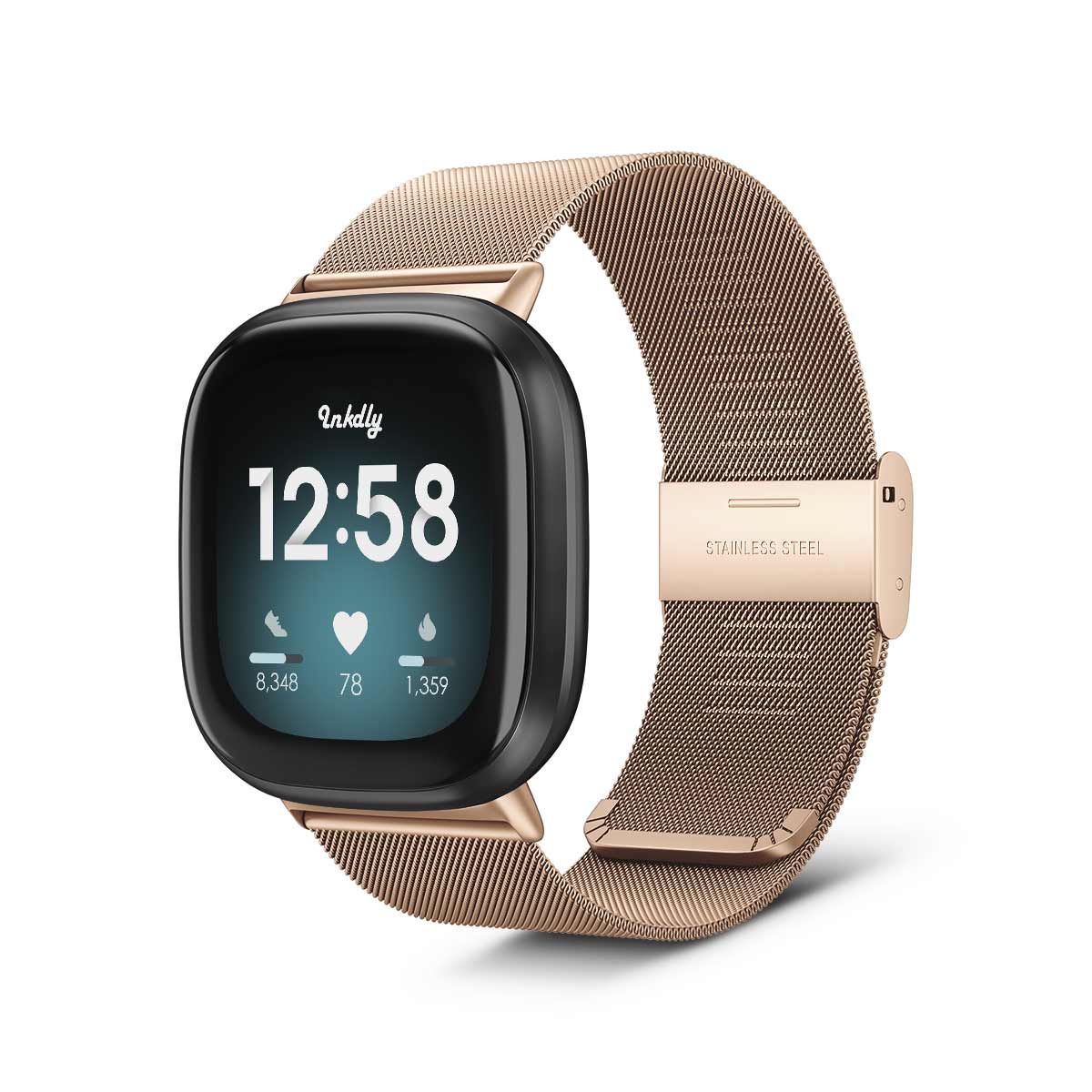Milanese Fitbit Versa 3 & Sense Band Replacement Quick Release Traditional Rose Gold