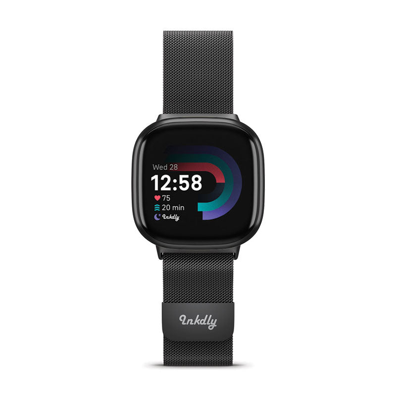 Milanese Fitbit Versa 4 & Sense 2 Band with Magnetic Lock Black Night