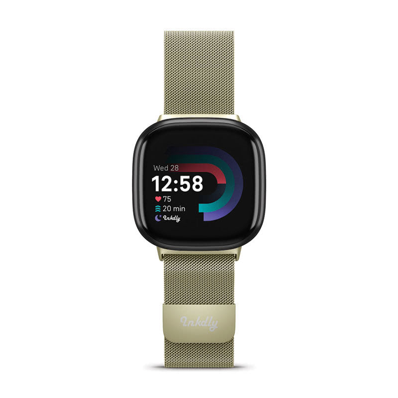 Milanese Fitbit Versa 4 & Sense 2 Band with Magnetic Lock Soft Gold