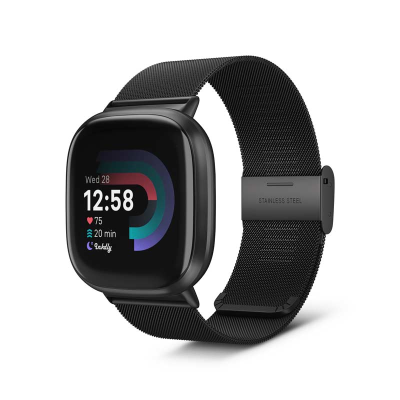 Milanese Fitbit Versa 4 & Sense 2 Band with Quick Release Black Night  