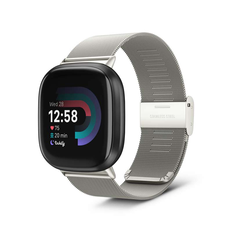 Milanese Fitbit Versa 4 & Sense 2 Band with Quick Release Silver Steel  