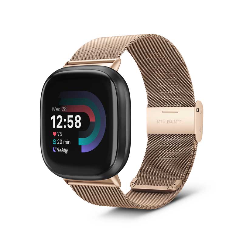 Milanese Fitbit Versa 4 & Sense 2 Band with Quick Release Traditional Rose Gold