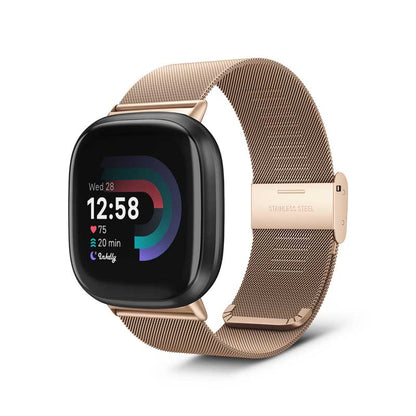 Milanese Fitbit Versa 4 & Sense 2 Band with Quick Release Traditional Rose Gold  