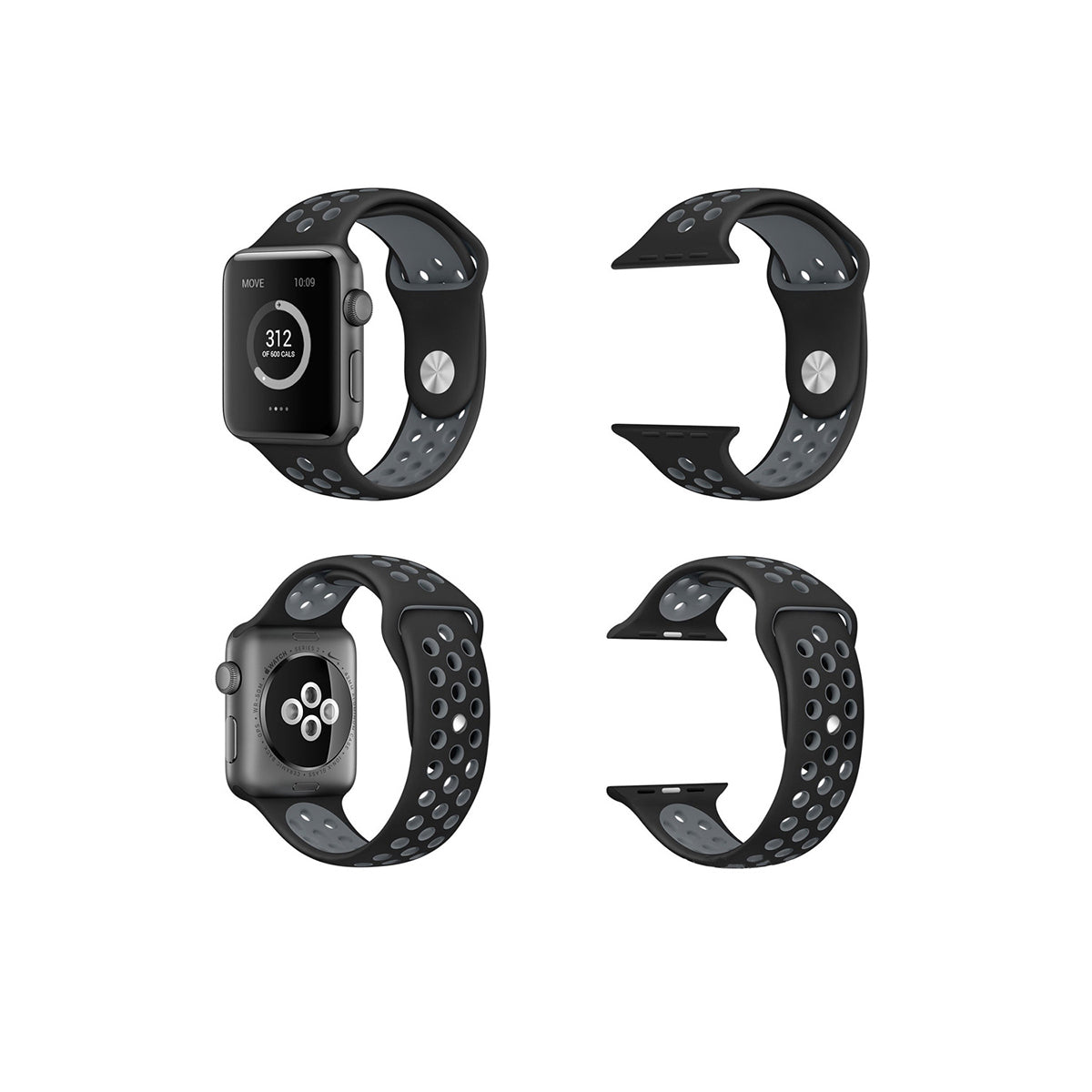 Airvent Apple Watch Bands Replacement Strap 38MM/40MM/41MM Black + Grey Vents