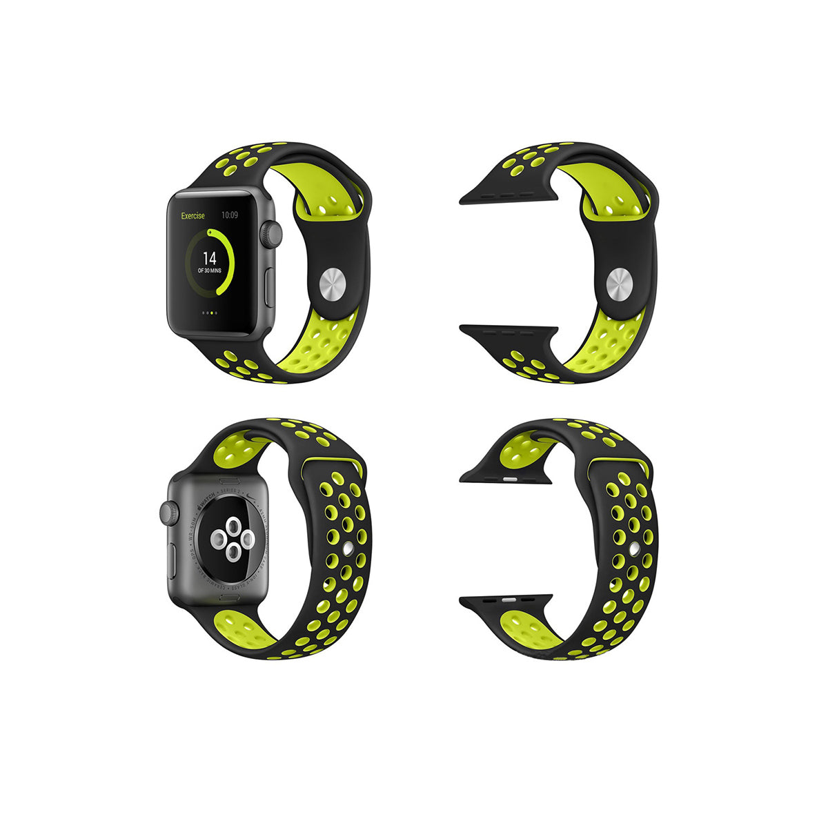 Airvent Apple Watch Bands Replacement Strap 38MM/40MM/41MM Black + Yellow Vents