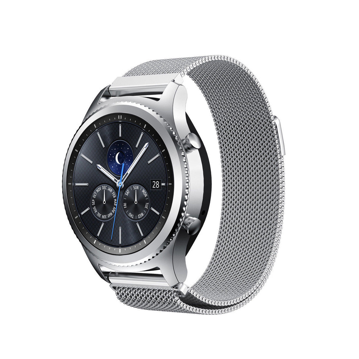 Milanese Samsung Gear S3 Band Replacement Magnetic Lock Classic & Frontier Silver Steel