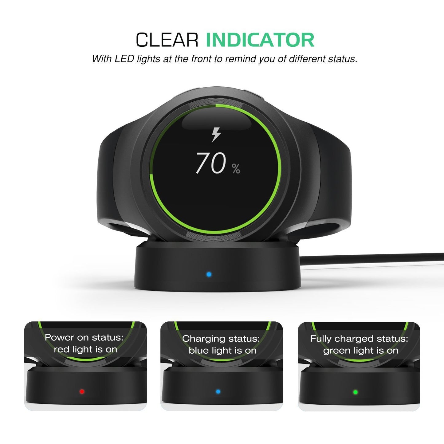 Qi Charging Cradle Dock For Samsung Gear S2 Watch SMR-720 SMR-730 SMR-732
