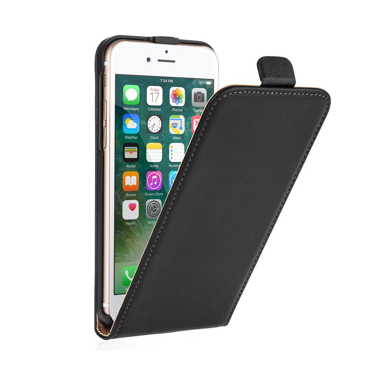 Vertical Flip Genuine Leather Cover For Apple iPhone 5/6/7 & – Mobile Mob