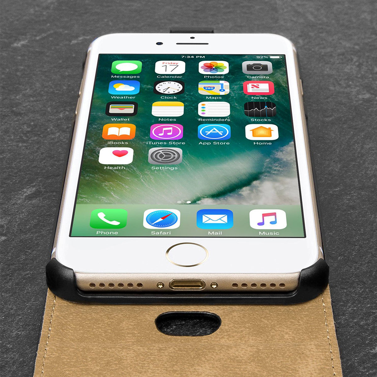 Vertical Flip Genuine Leather Cover For Apple iPhone 5/6/7 & Plus