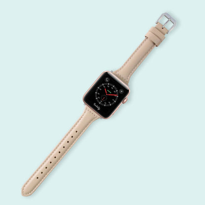 Abbie Leather Apple Watch Series 3 Bands Replacement 38mm Apricot + Silver