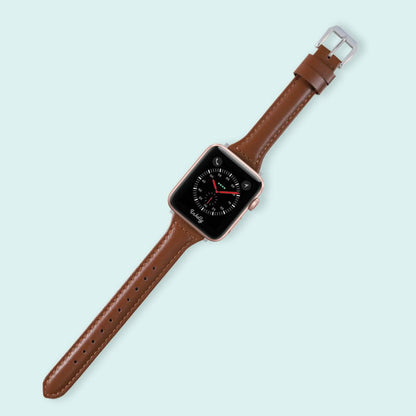 Abbie Leather Apple Watch Series 3 Bands Replacement 38mm Brown + Silver