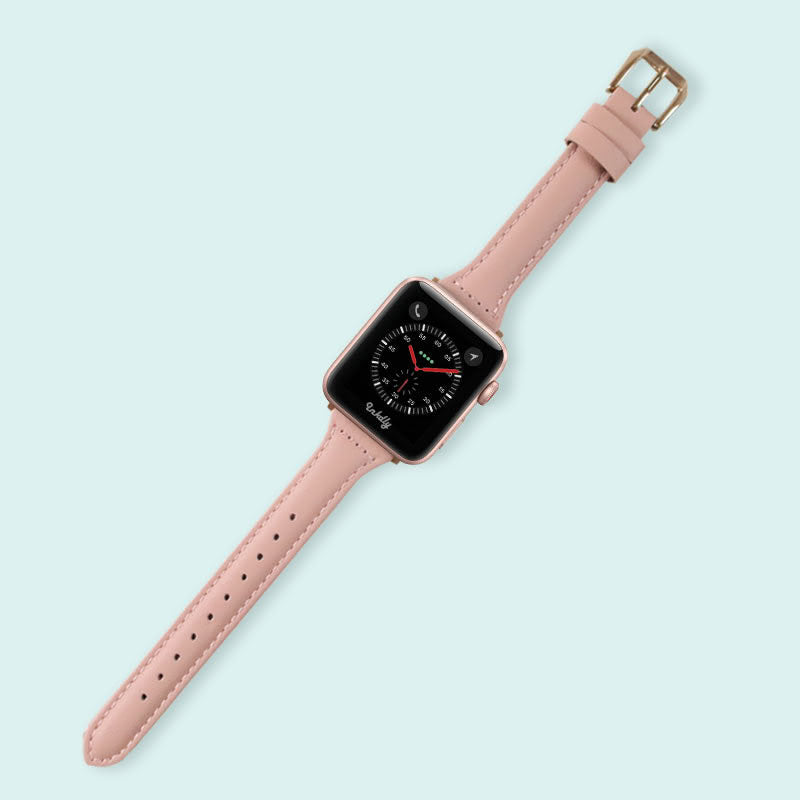 Abbie Leather Apple Watch Series 3 Bands Replacement 38mm Cherry Pink + Rose Gold