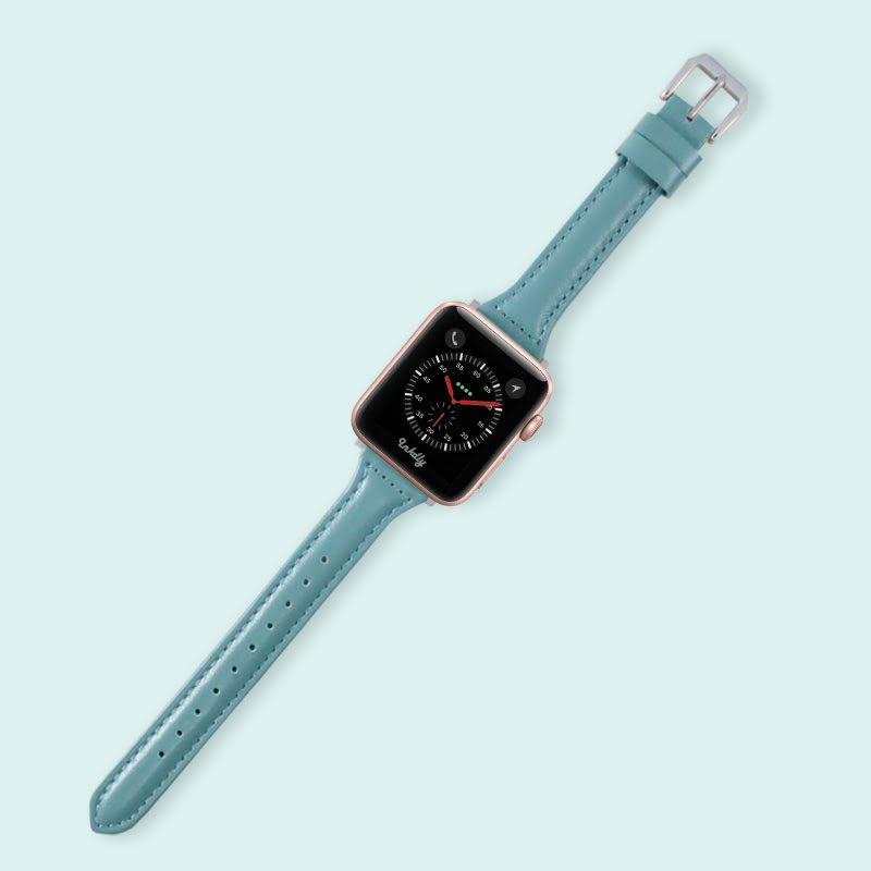Abbie Leather Apple Watch Series 3 Bands Replacement 38mm Light Blue + Silver