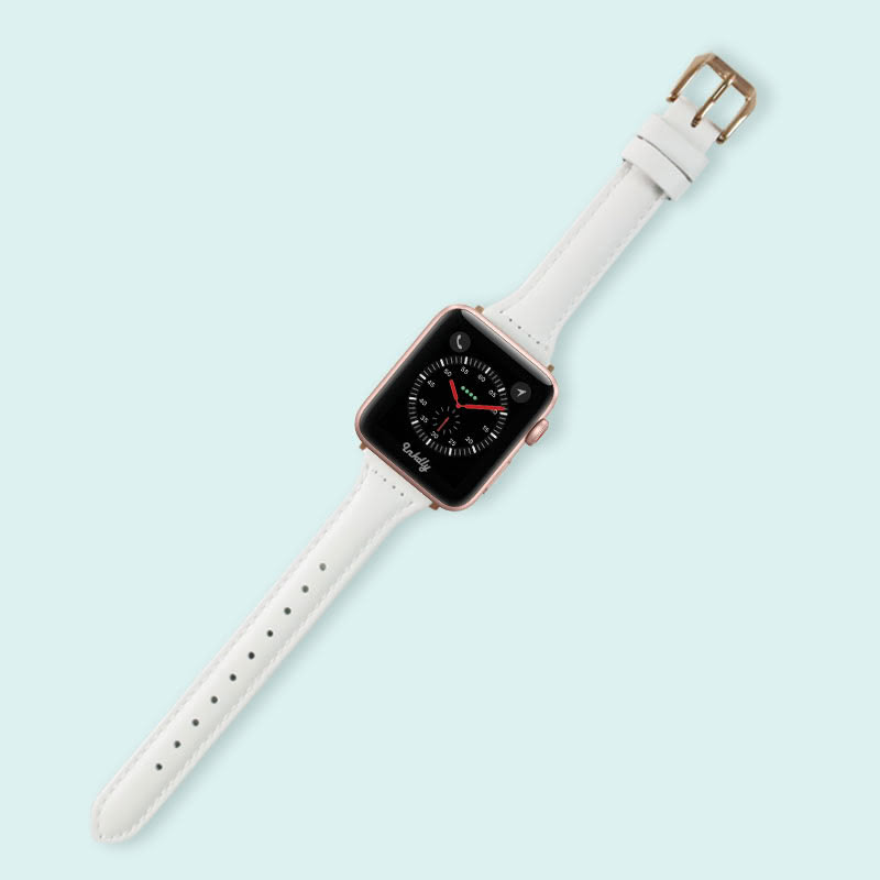 Abbie Leather Apple Watch Series 3 Bands Replacement 38mm White + Rose Gold