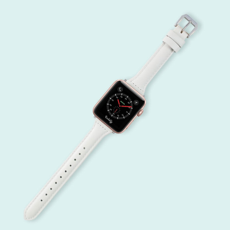 Abbie Leather Apple Watch Series 3 Bands Replacement 38mm White + Silver
