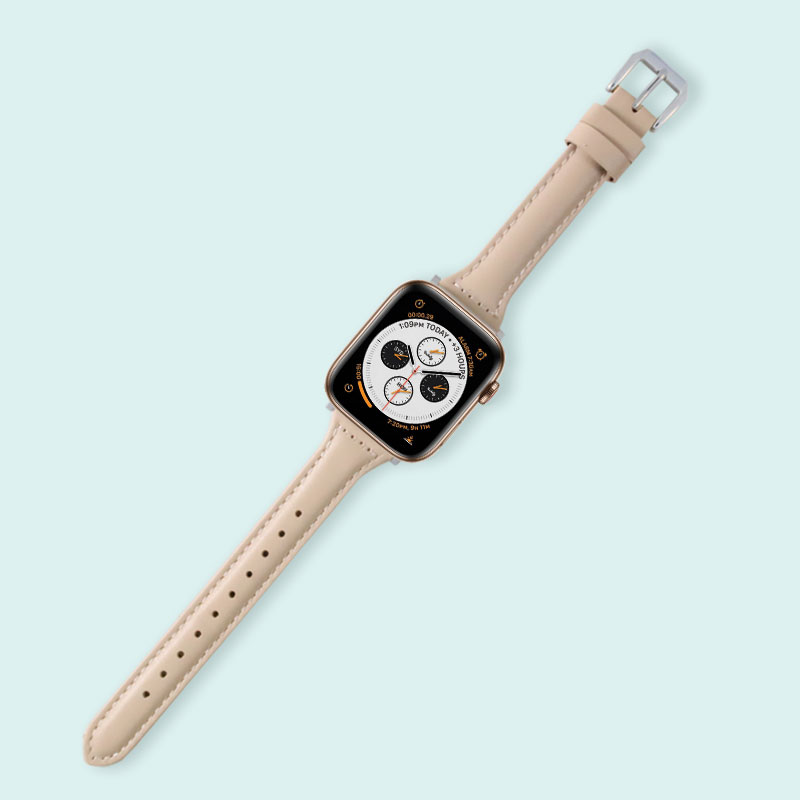 Abbie Leather Apple Watch Series 4 Bands Replacement 40mm Apricot + Silver