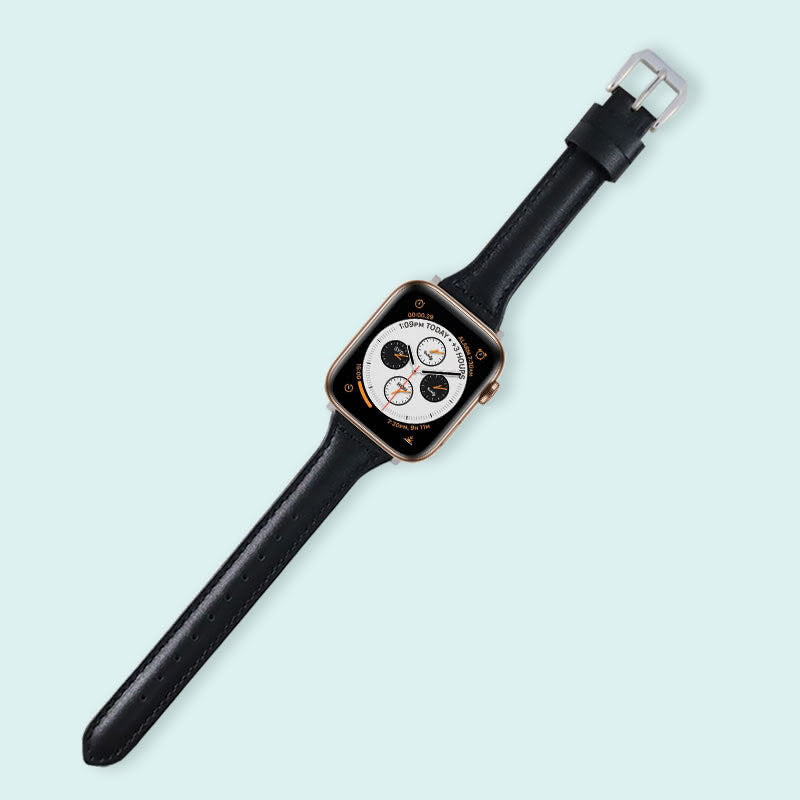 Abbie Leather Apple Watch Series 4 Bands Replacement 40mm Black + Silver