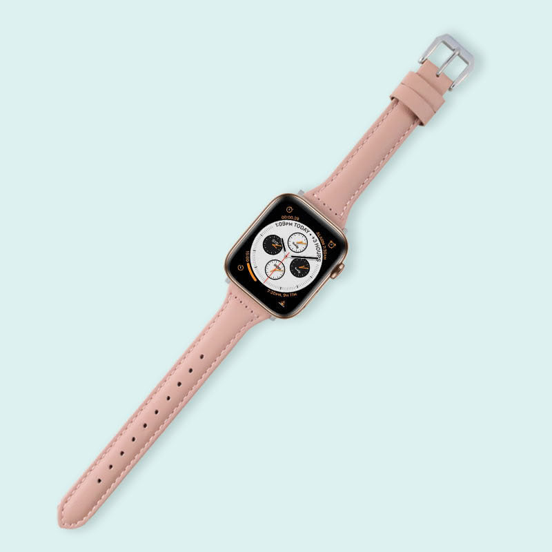 Abbie Leather Apple Watch Series 4 Bands Replacement 40mm Cherry Pink + Silver