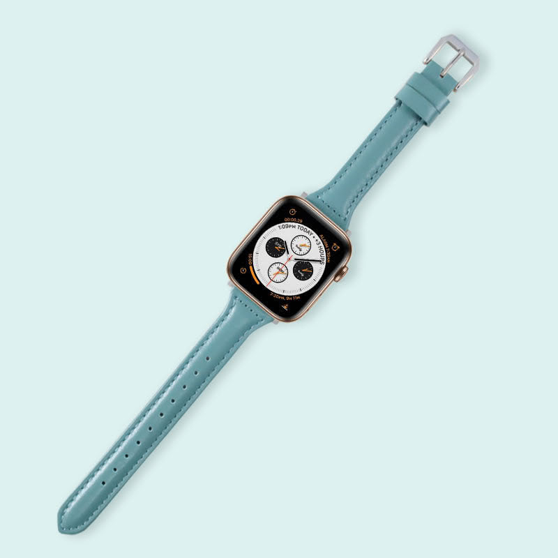 Abbie Leather Apple Watch Series 4 Bands Replacement 40mm Light Blue + Silver