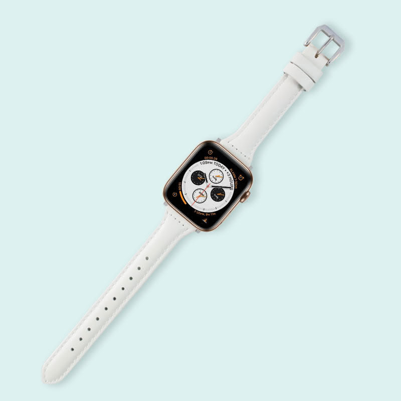 Abbie Leather Apple Watch Series 4 Bands Replacement 40mm White + Silver