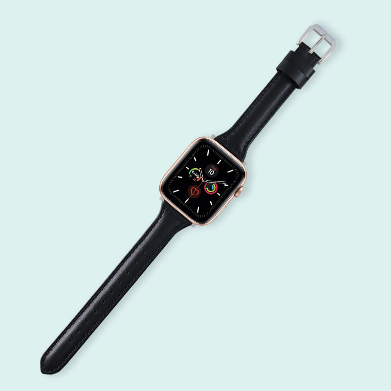 Abbie Leather Apple Watch Series 5 Bands Replacement 40mm Black + Silver