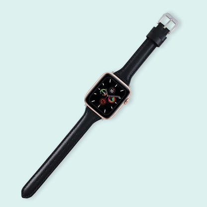 Abbie Leather Apple Watch Series 5 Bands Replacement 40mm Black + Silver