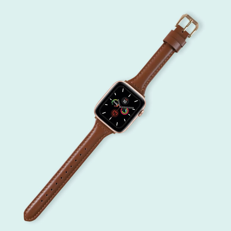 Abbie Leather Apple Watch Series 5 Bands Replacement 40mm Brown + Rose Gold