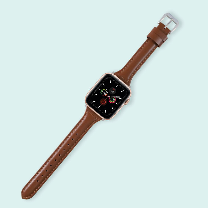 Abbie Leather Apple Watch Series 5 Bands Replacement 40mm Brown + Silver