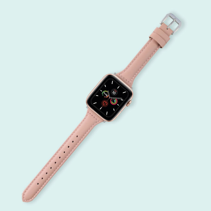 Abbie Leather Apple Watch Series 5 Bands Replacement 40mm Cherry Pink + Silver