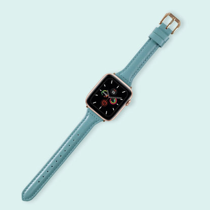 Abbie Leather Apple Watch Series 5 Bands Replacement 40mm Light Blue + Rose Gold