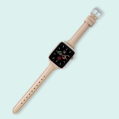 Abbie Leather Apple Watch Series 5 Bands Replacement 40mm Apricot + Silver