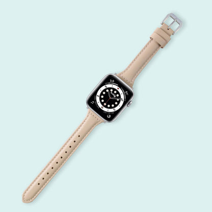 Abbie Leather Apple Watch Series 6 Bands Replacement 40mm Apricot + Silver