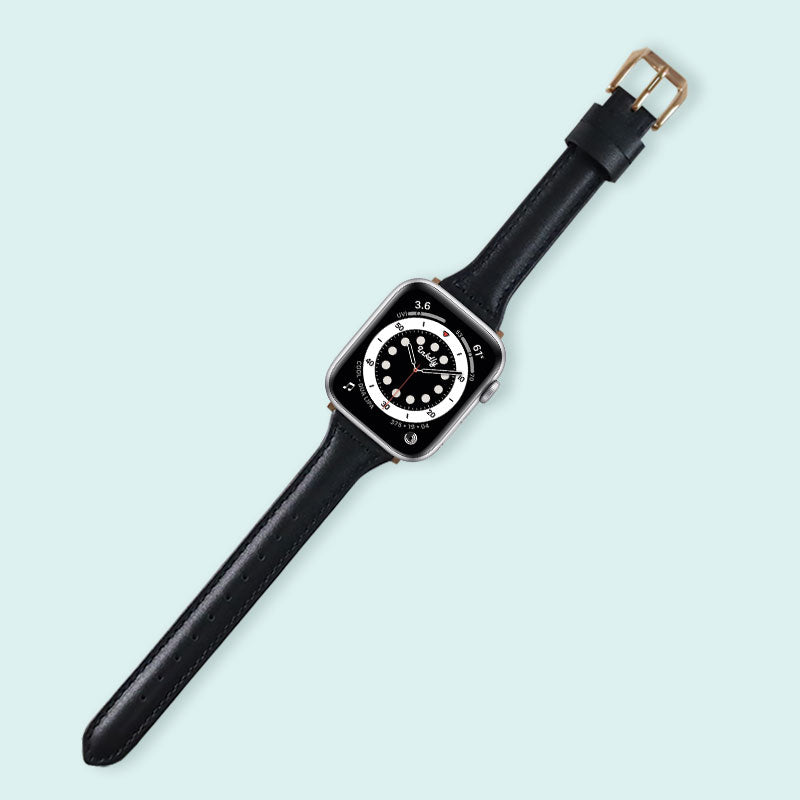 Abbie Leather Apple Watch Series 6 Bands Replacement 40mm Black + Rose Gold