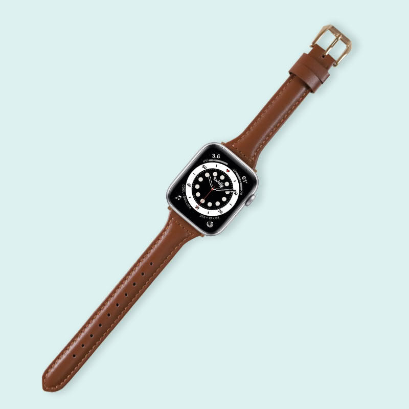 Abbie Leather Apple Watch Series 6 Bands Replacement 40mm Brown + Rose Gold
