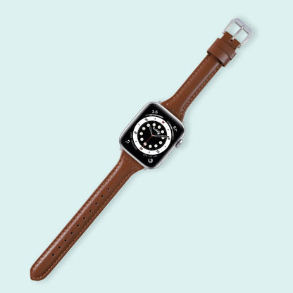 Abbie Leather Apple Watch Series 6 Bands Replacement 40mm Brown + Silver