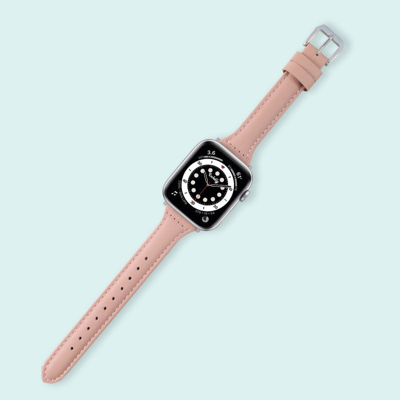 Abbie Leather Apple Watch Series 6 Bands Replacement 40mm Cherry Pink + Silver