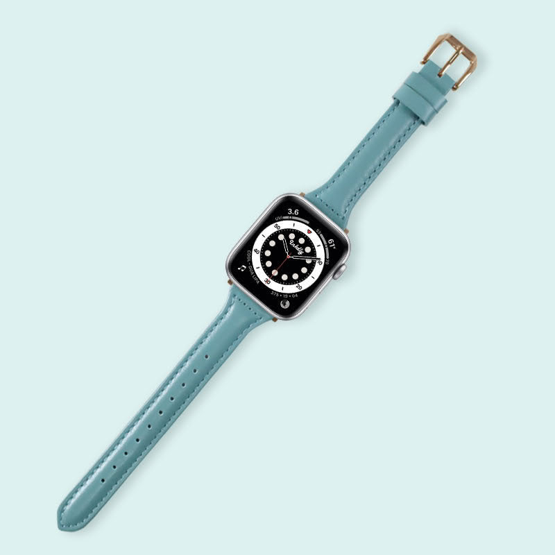 Abbie Leather Apple Watch Series 6 Bands Replacement 40mm Light Blue + Rose Gold